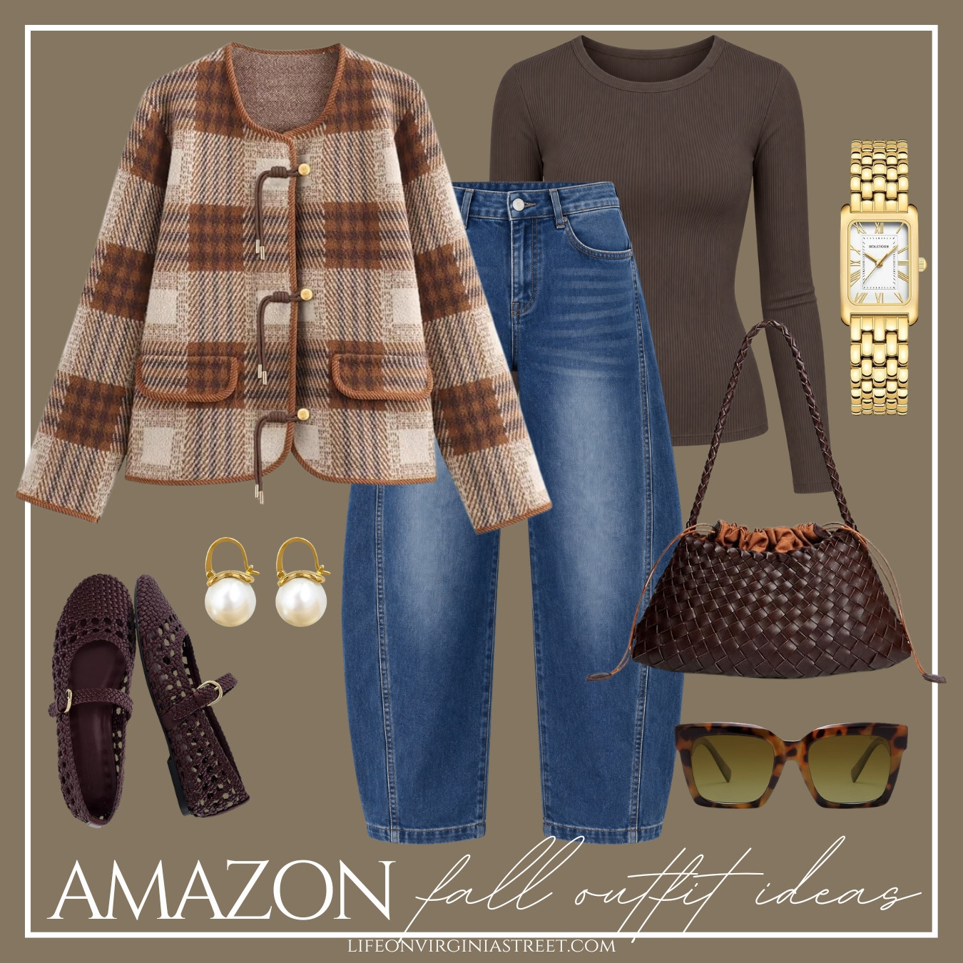 Chic fall outfit idea featuring a plaid sweater jacket, barrel leg jeans, ribbed tee, and woven accessories.

#LTKOver40 #LTKWorkwear #LTKTall #LTKSaleAlert #LTKSeasonal #LTKMidsize #LTKOver40 #LTKSaleAlert #LTKMidsize