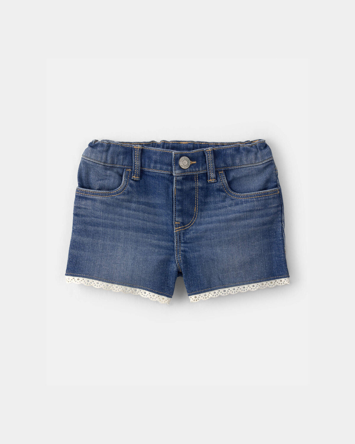 Toddler Girl Eyelet Trim Denim Shorts - Dark Wash | Carter's Inc