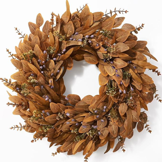 26" Fall Wreath, Artificial Eucalyptus Wreath for Front Door | Fall Autumn Door Wreath for Porch ... | Amazon (US)