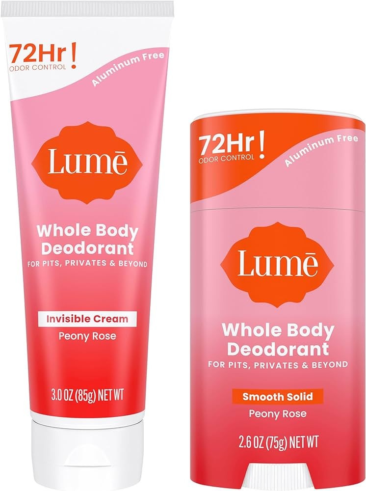 Lume Whole Body Deodorant - Invisible Cream and Solid - 72 Hour Odor Control - Aluminum Free, Bak... | Amazon (US)