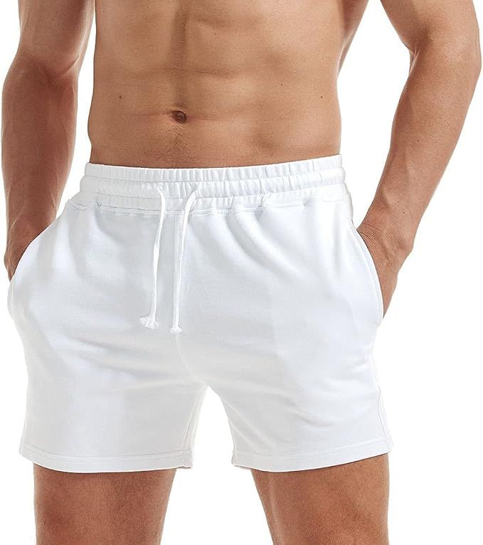 AIMPACT Mens Workout Sweat Shorts 5 Inch Cotton Casual Fitness Running Shorts with Pockets… | Amazon (US)