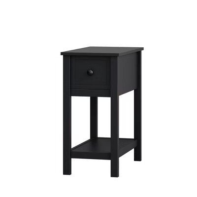 Dexmalle Black Small Narrow End Table with Drawer and Open Shelf | Target