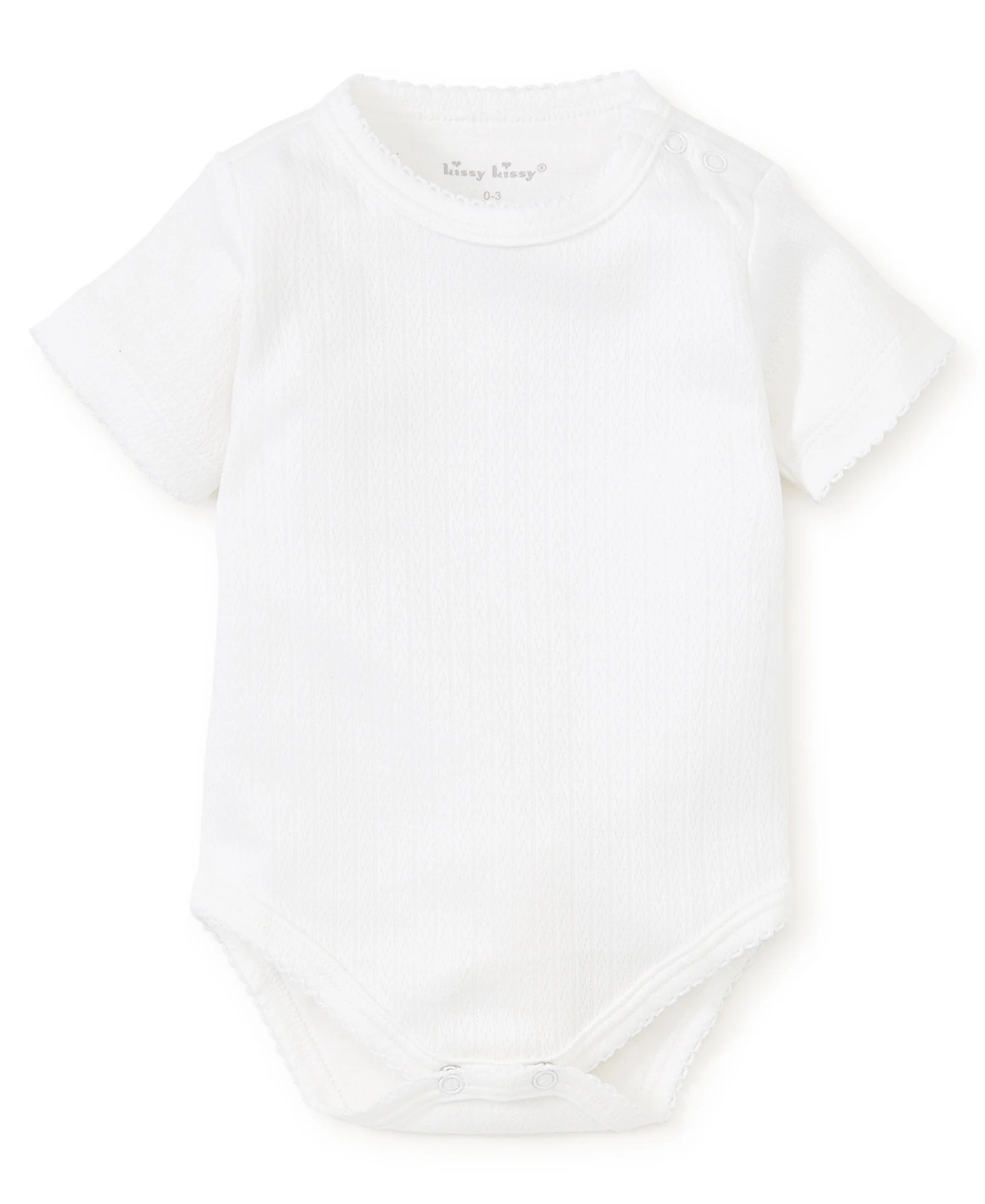 Kissy Pointelle White Short Sleeve Bodysuit | Kissy Kissy