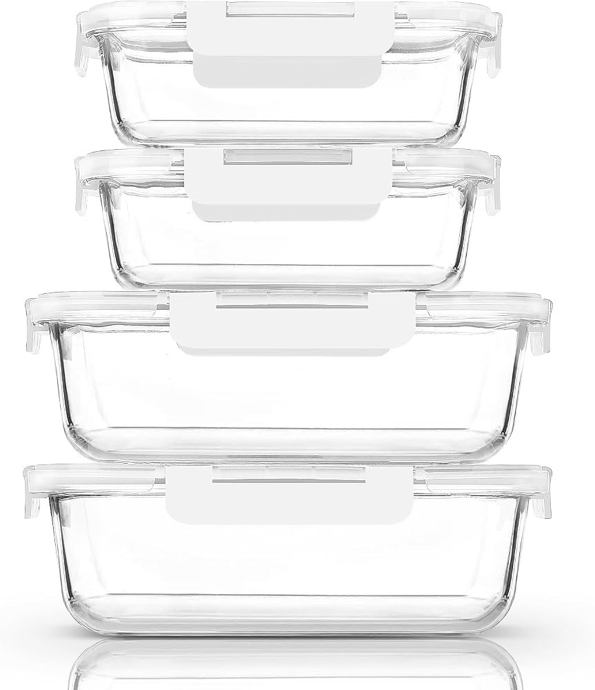 [80 oz & 36 oz]Extra Large Glass Food Storage/Baking Containers Set with Lids, 2 Pack 80 oz(10 cu... | Amazon (US)