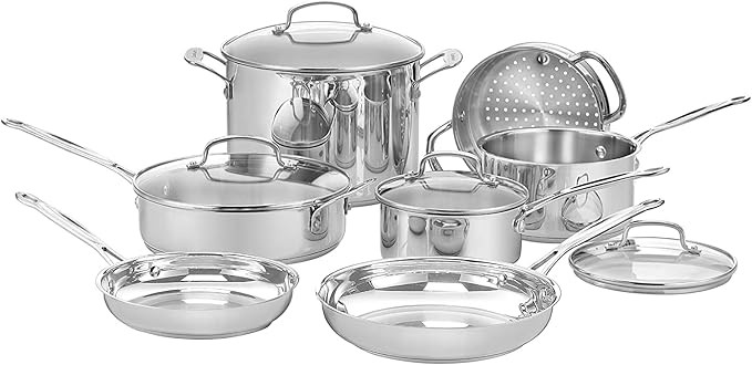 Amazon.com: Cuisinart 77-11G Stainless Steel 11-Piece Set Chef's-Classic-Stainless-Cookware-Colle... | Amazon (US)
