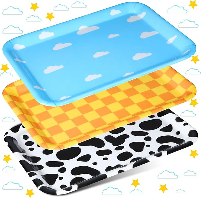 3 Pcs 13 x 10 Inch Sky White Clouds Birthday Party Supplies, Toy Inspire Game Trays Rectangle Ser... | Amazon (US)