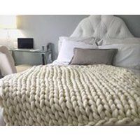 SALE! Chunky Knit Blanket, Merino Wool Blanket, Hand Knitted Blanket. 23 Micron Super Chunky Warm Blanket! | Etsy (US)