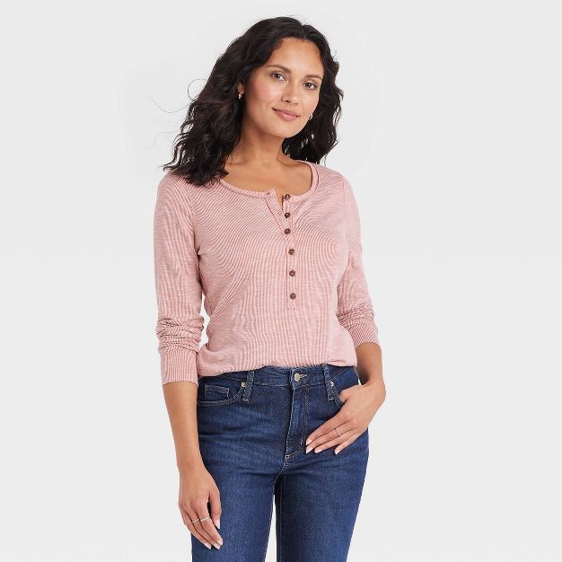 Women's Long Sleeve Henley Neck Shirt - Universal Thread™ | Target