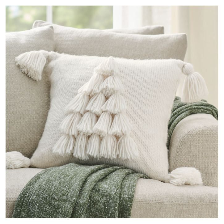 Tonal Ivory Christmas Pillow | Grandin Road | Grandin Road