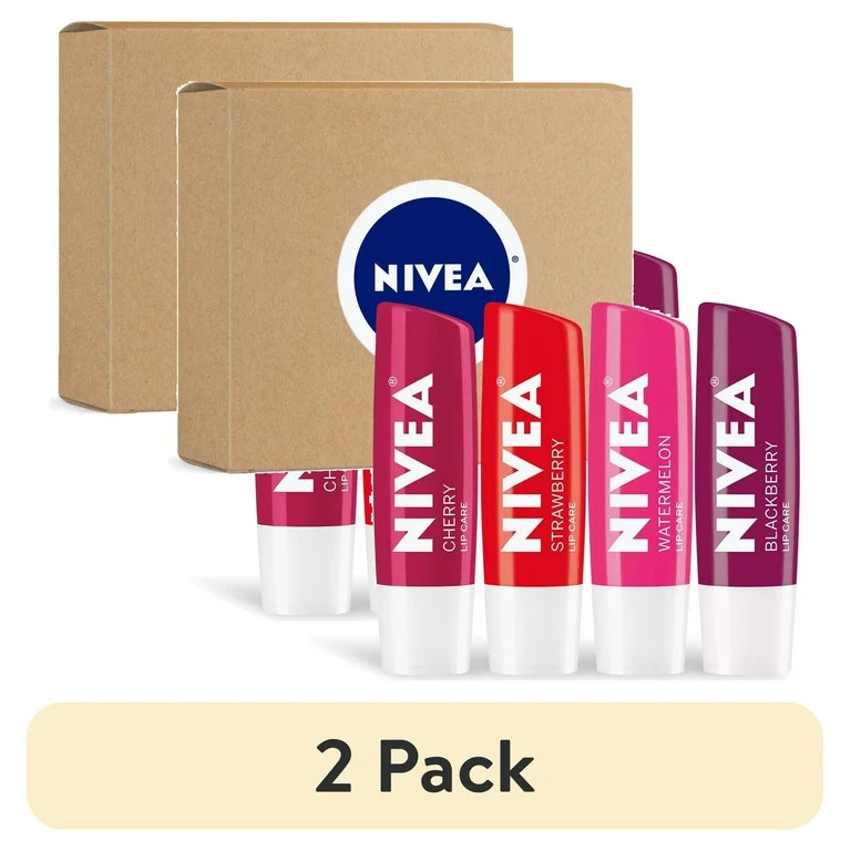 (2 pack) NIVEA Lip Care Fruit Variety Pack - Tinted Lip Balm for Beautiful, Soft Lips - Pack of 4 | Walmart (US)