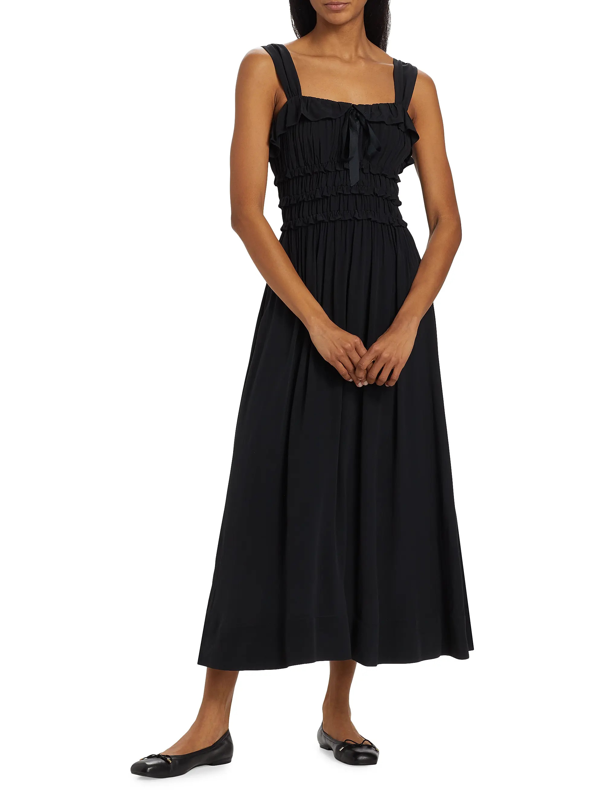 Carolynn Crêpê Smocked Midi-Dress | Saks Fifth Avenue