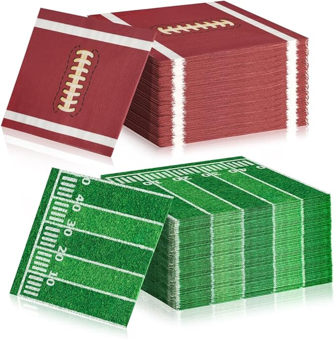 100PCS Football Party Paper Napkins, Disposable Football Napkins, Perfect for Super Bowl Game Day... | Amazon (US)