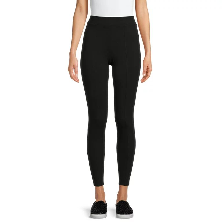 Time and Tru Women's High Rise Pull On Ponte Leggings | Walmart (US)