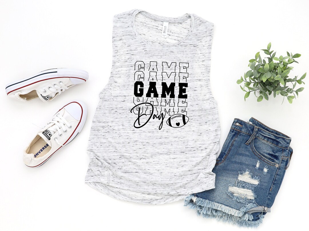 Football Game Day STACKED Flowy Muscle Tank Top, Football Game Day Shirt, Football Mom, Football ... | Etsy (US)