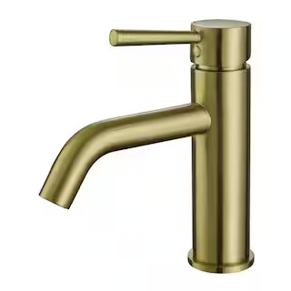 Single-Handle Single-Hole Bathroom Sink Faucet Brass Modern Basin Vanity Taps in Brushed Gold | The Home Depot