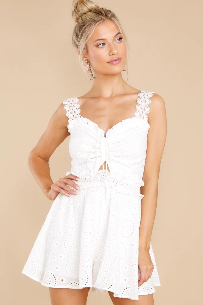 The Ways Of Love White Eyelet Romper | Red Dress 