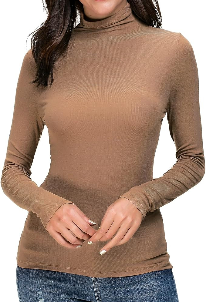 Womens Mock Turtleneck Long Sleeve Stretch Fitted Underscrubs Layer Tee Tops | Amazon (US)