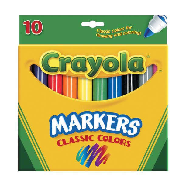 (2 Pack) Crayola Broad Line Markers, Classic Colors, School Supplies, 10 Count | Walmart (US)
