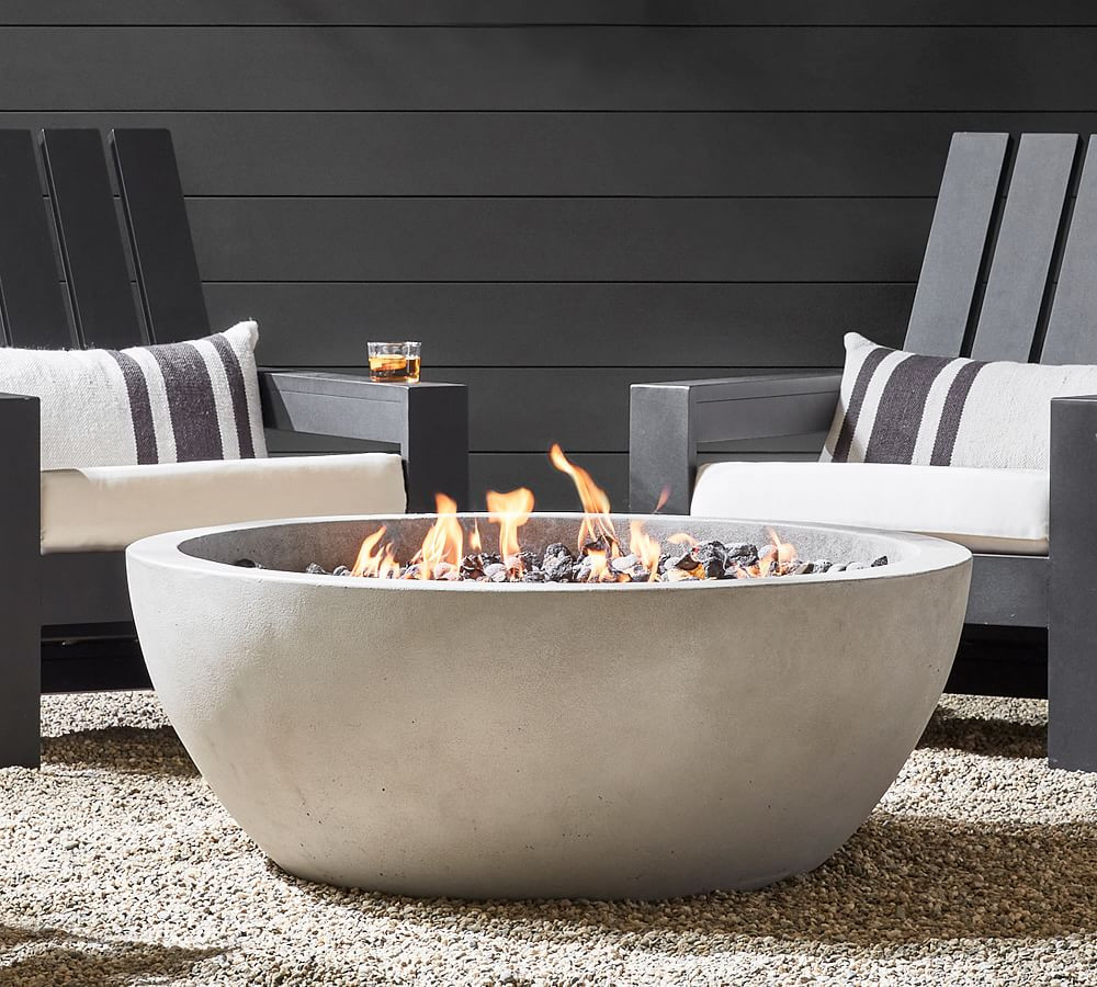 Nerissa Concrete 42" Round Natural Gas Fire Pit Table | Pottery Barn (US)