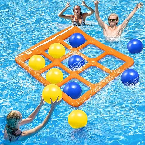 Pool Toys Games Set- Tic Tac Toe Inflatable Pool Toy with 10 Balls - for Adults Teens Kids 2-10 P... | Amazon (US)