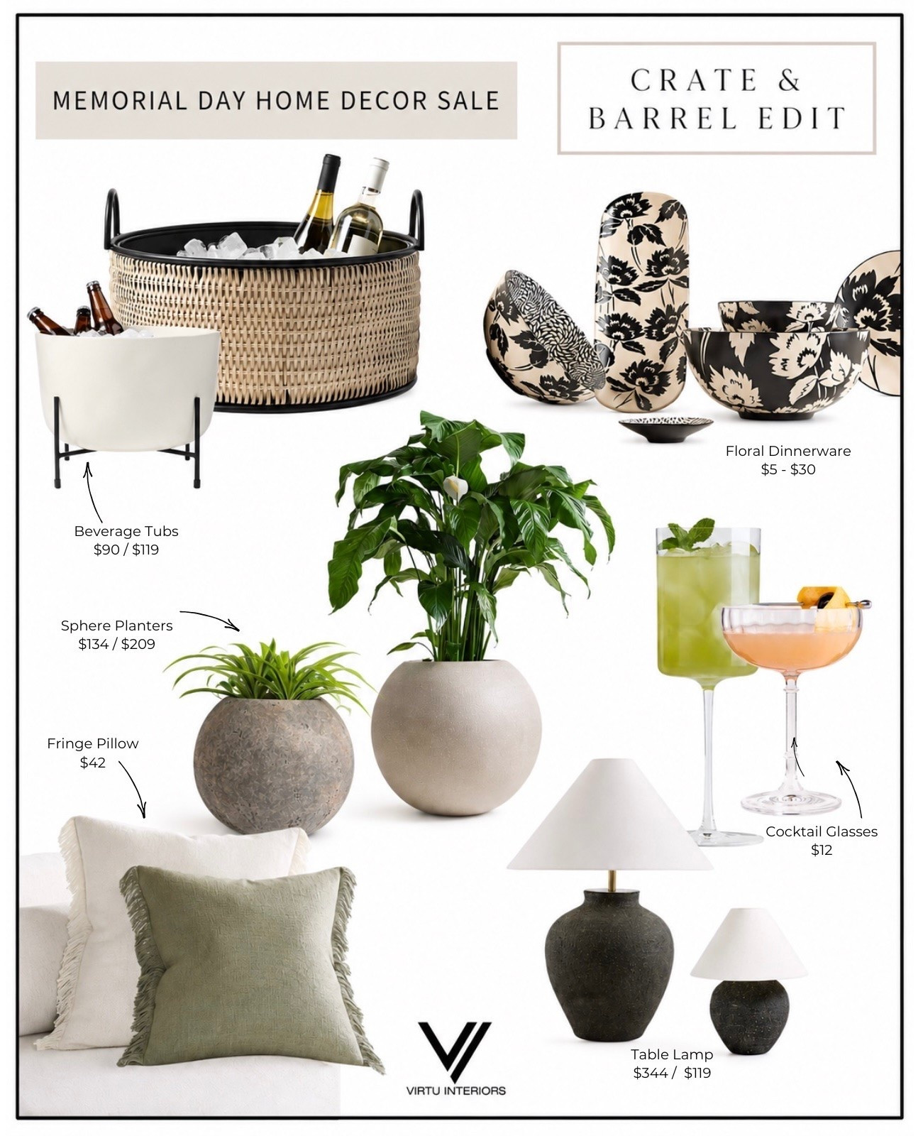 Memorial Day home decor sales are too good right now, and this Crate & Barrel edit is the one I’m focusing on 🤎

I rounded up some of my favorite elevated finds — beverage tubs for summer hosting, floral dinnerware, cocktail glasses, sphere planters, fringe pillows, and table lamps that instantly make a space feel more styled. 

#LTKHome #LTKSaleAlert #LTKFinds #MemorialDaySale #HomeDecorSale #CrateAndBarrel #CrateAndBarrelFinds #HomeDecorDeals #SummerHosting #NeutralHomeDecor #ModernOrganicHome #PatioSeason #HostingEssentials #InteriorStyling

#LTKHome #LTKSaleAlert