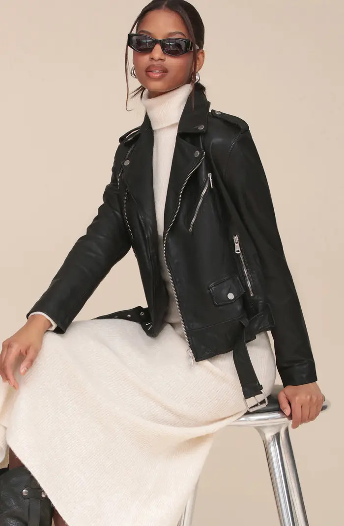 Lambskin Leather Double Zip Moto Jacket | Nordstrom