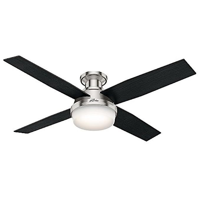 Hunter Fan Company 59241 Dempsey Low Profile Brushed Nickel Ceiling Fan with Light & Remote, 52" | Amazon (US)