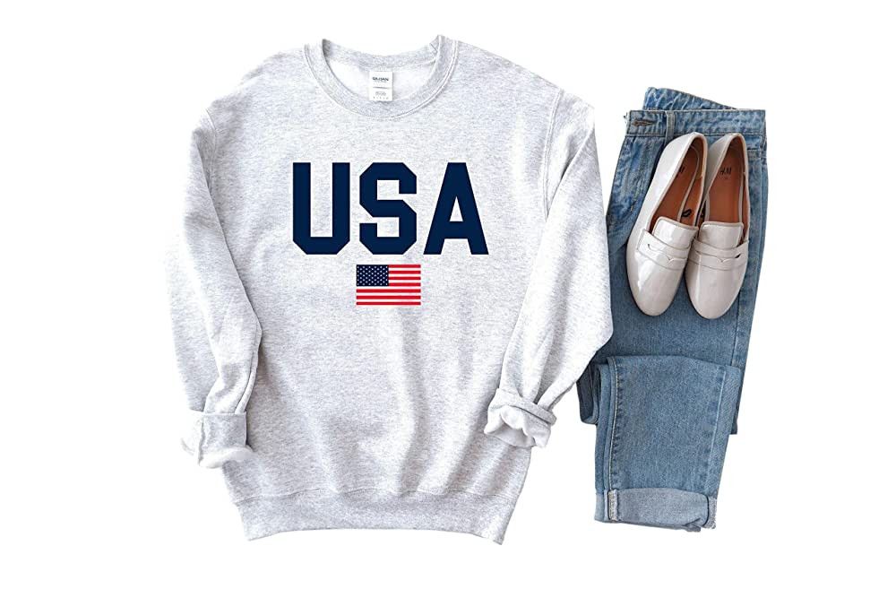 USA Sweatshirt Fourth of July Red White and Blue America Top 4th of July Shirt Womens Clothing | Amazon (US)