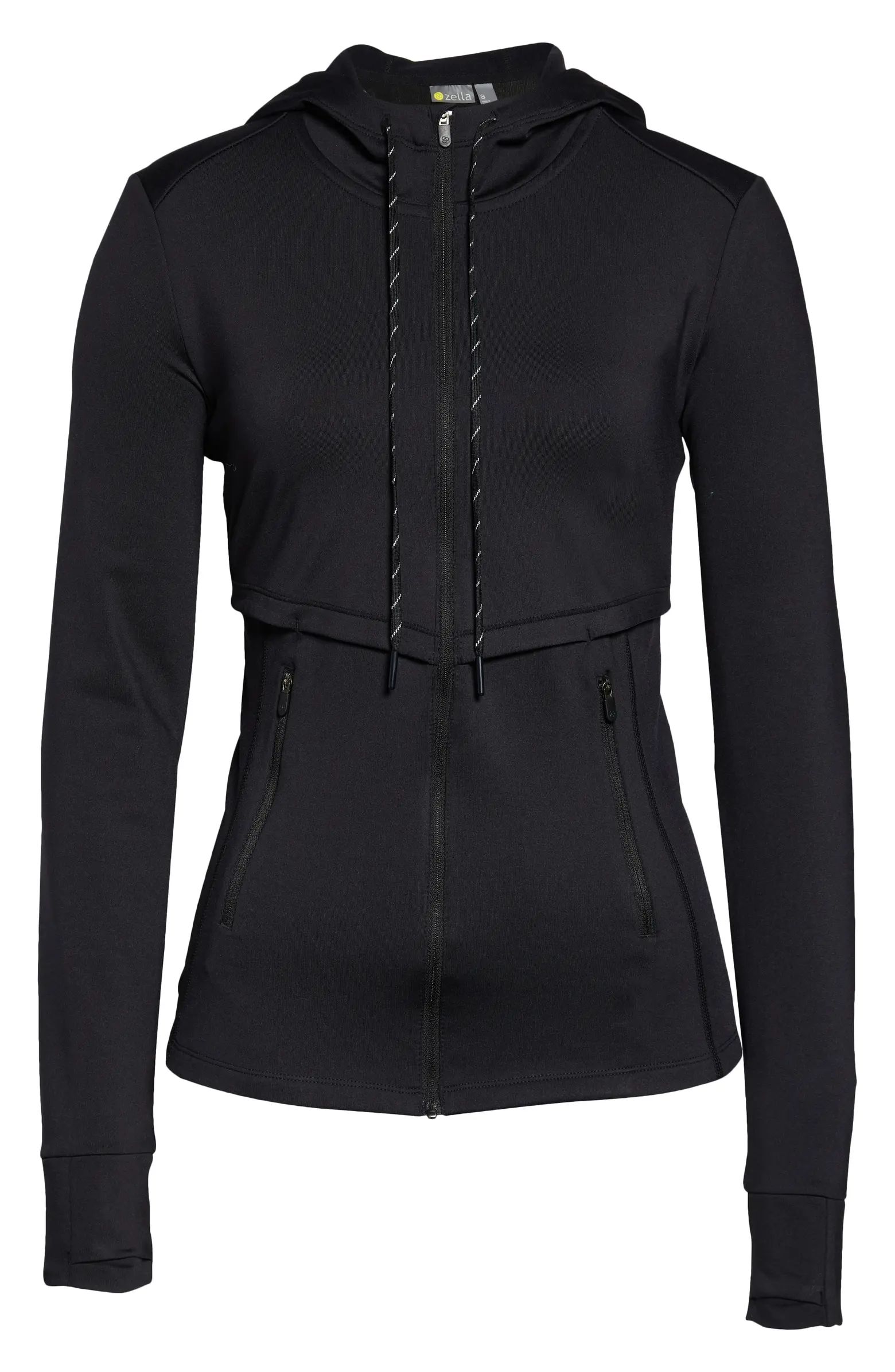 Women's Run In Cozy Tech Water Resistant Zip Hooded Jacket | Nordstrom