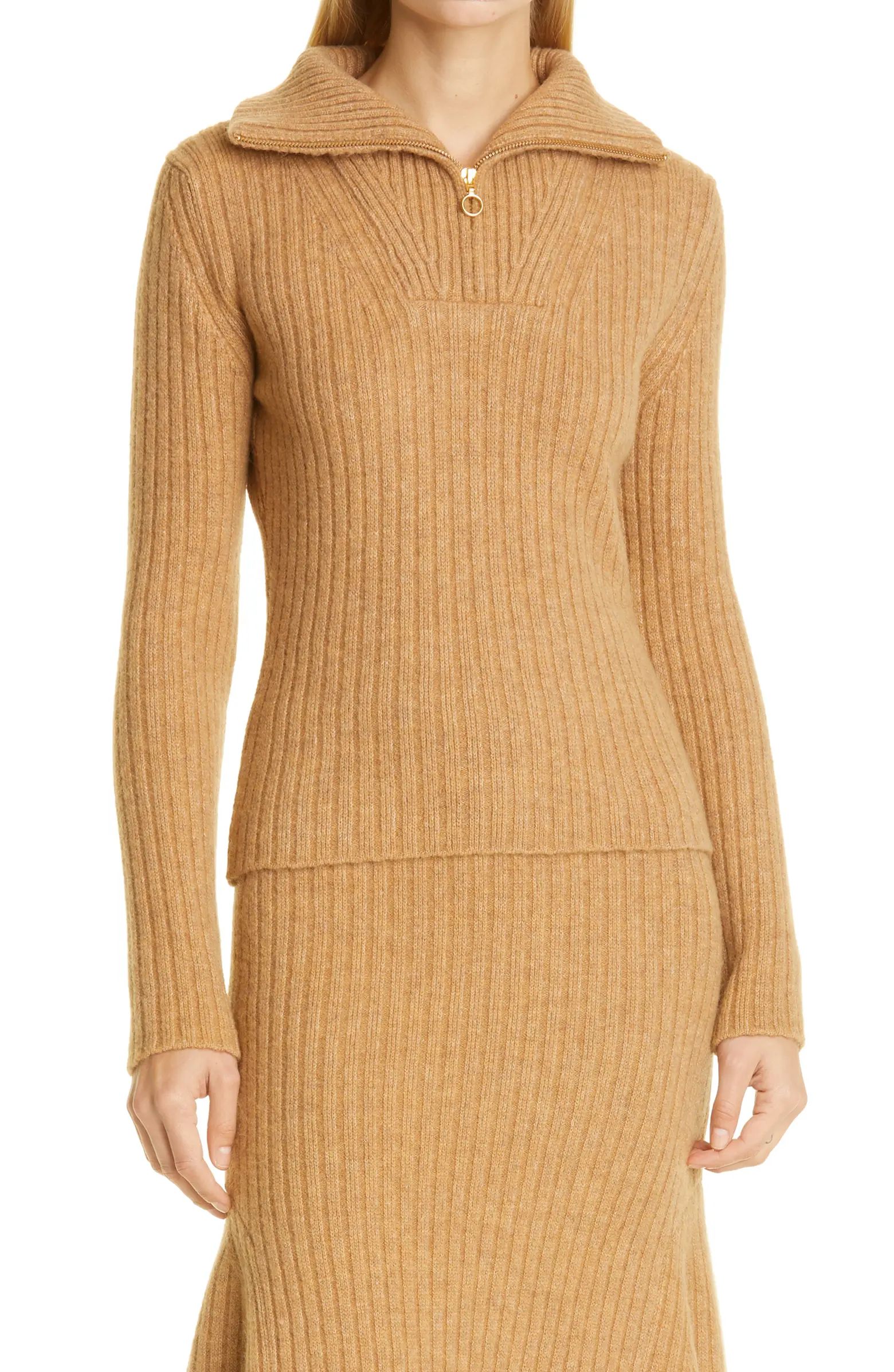 Nanushka Ryo Rib Quarter Zip Sweater | Nordstrom | Nordstrom