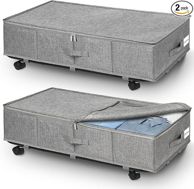 punemi Under Bed Storage With Wheels, Dust-Proof Underbed Storage Containers With Lid & Metal Bot... | Amazon (US)