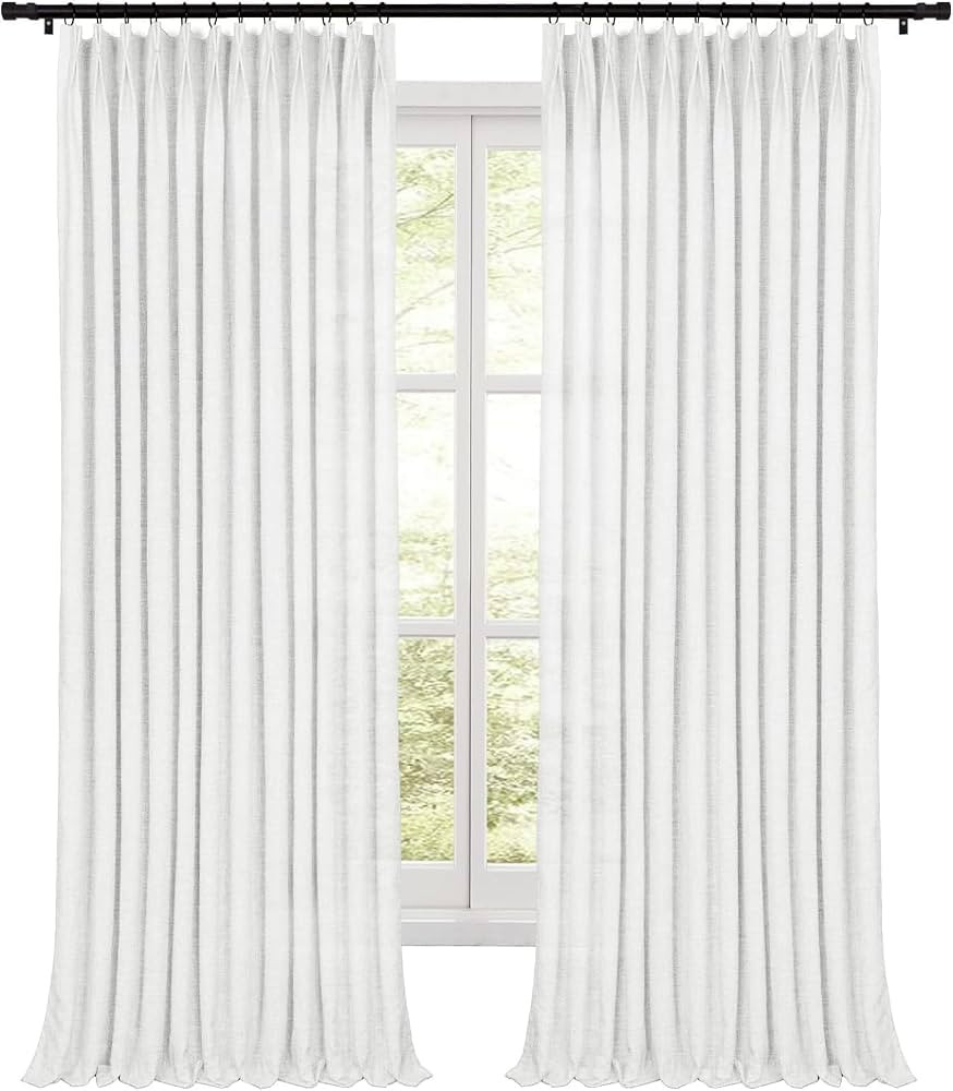 Pinch Pleated Curtains 96 Inches Long,Unlined Room Darkening Drapes for Living Room,Lille Linen P... | Amazon (US)