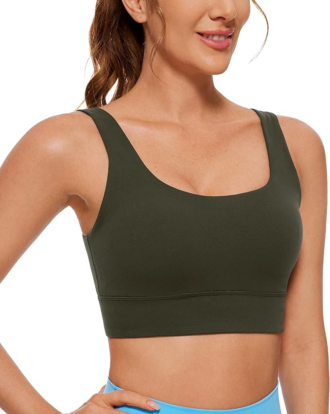 CRZ YOGA Butterluxe Womens U Back Sports Bra - Scoop Neck Padded Low Impact Yoga Clothes Workout ... | Amazon (US)