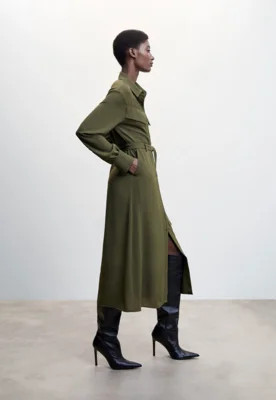 Vestido Chemise Mango Midi Amarração Verde | Dafiti (BR)