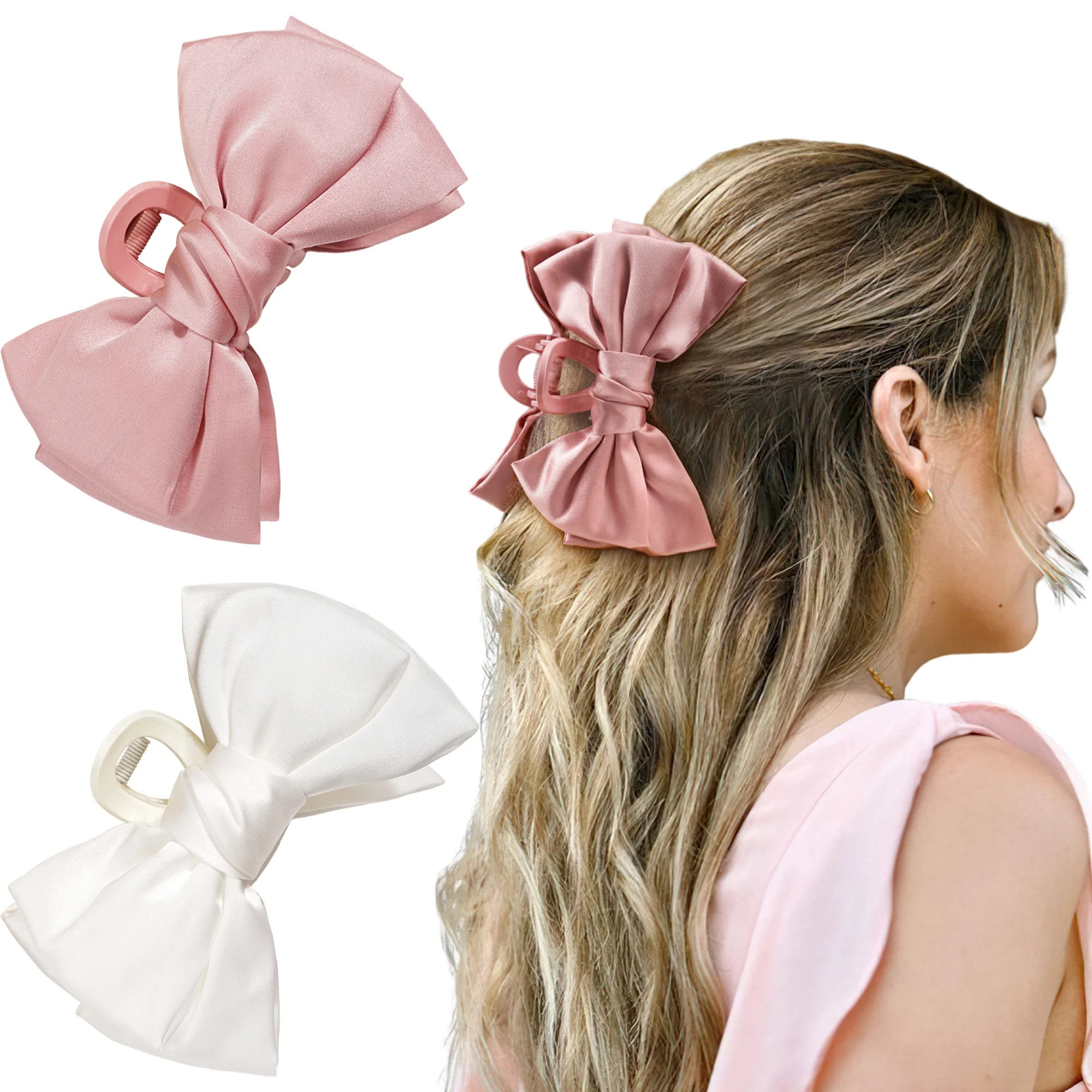 JOYOYO  2 pcs Bow Hair Claw Clip for Women Girls,Bow-knot Hair Claw Clips Barrettes for Thick Thi... | Walmart (US)