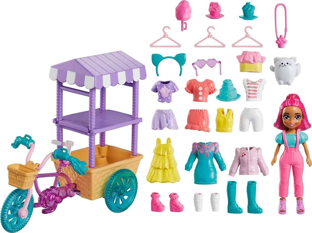 Polly Pocket Playset with 3-Inch Doll, 25+ Food and Clothing Accessories, Treats & Trends Bicycle... | Amazon (US)