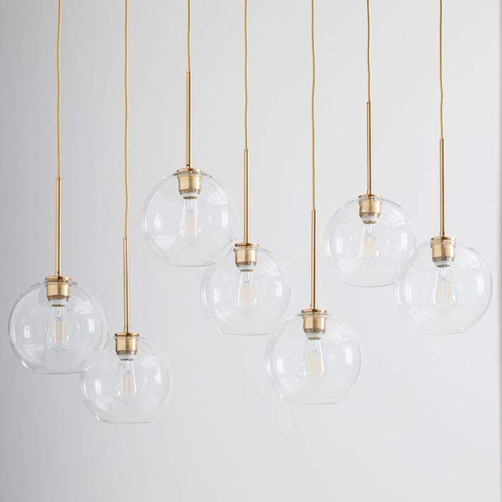 Sculptural Glass 7-Light Globe Chandelier - Clear | West Elm (US)