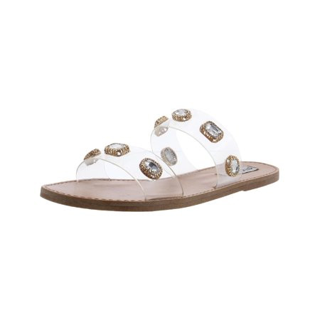 Steve Madden Womens Jace Embellished Slip On Flat Sandals 9.5 Medium (B M) | Walmart (US)