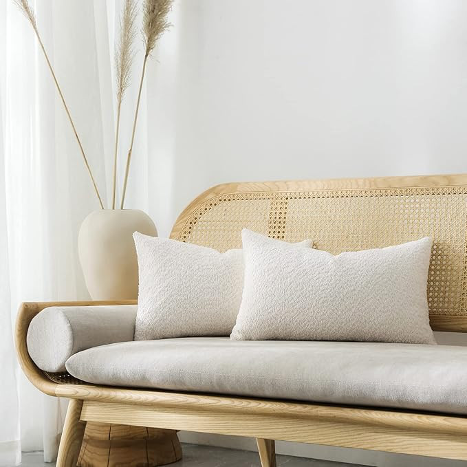 FIOUOVO Textured Farmhouse Throw Pillow Covers 12x20 Decorative Pillows for Bed Couch Pillows for... | Amazon (US)