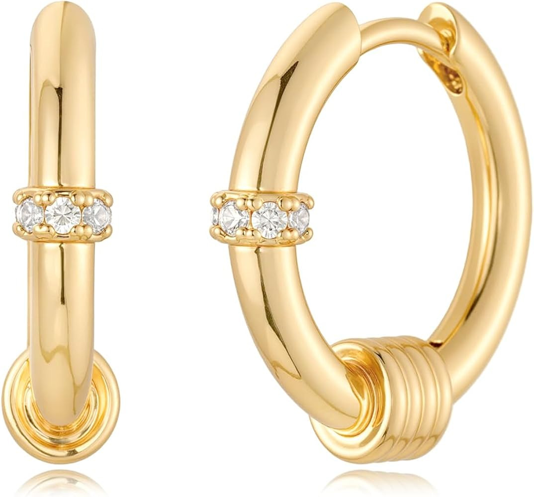 MYEARS Women Hoop Earrings Gold Huggie 14K Gold Plated Small Simple Hypoallergenic Everyday Jewel... | Amazon (US)