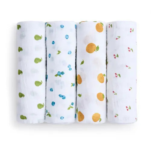 aden + anais Boutique 4-Pack 100% Organic Cotton Muslin Swaddles in Fresh Fruit at Nordstrom | Nordstrom