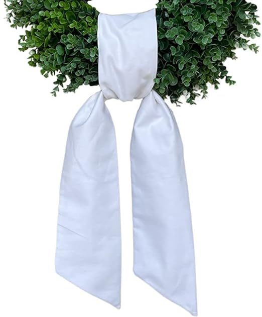 Blank White Wreath Sash for Embroidery Monogram - Wreath Accessories - Polyester - 4.5" W x 56" L... | Amazon (US)