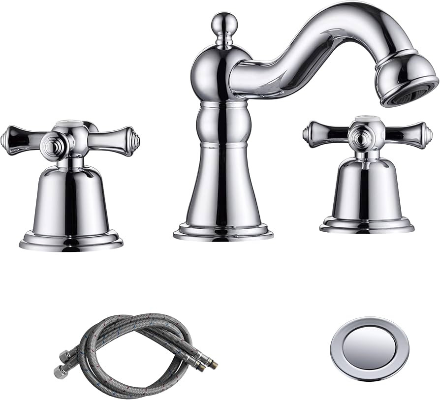 RKF Bathroom Faucets for Sink 3 Hole Chrome 8 inch Widespread Bathroom Sink Faucet with Drain 2 H... | Amazon (US)
