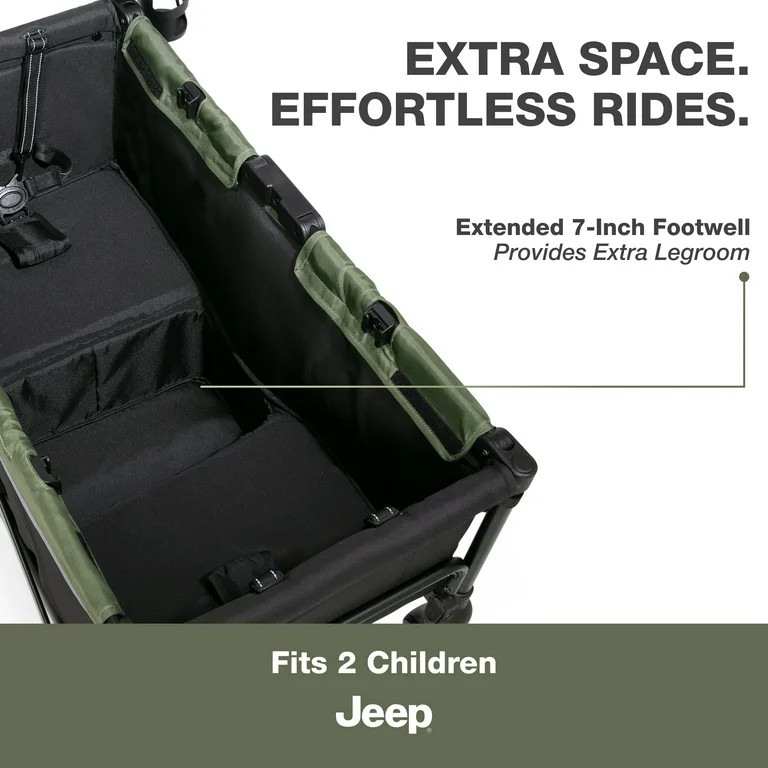 Jeep TurboGlyde Stroller Wagon by Delta Children – Extended Footwell for More Leg Room, Greengu... | Walmart (US)