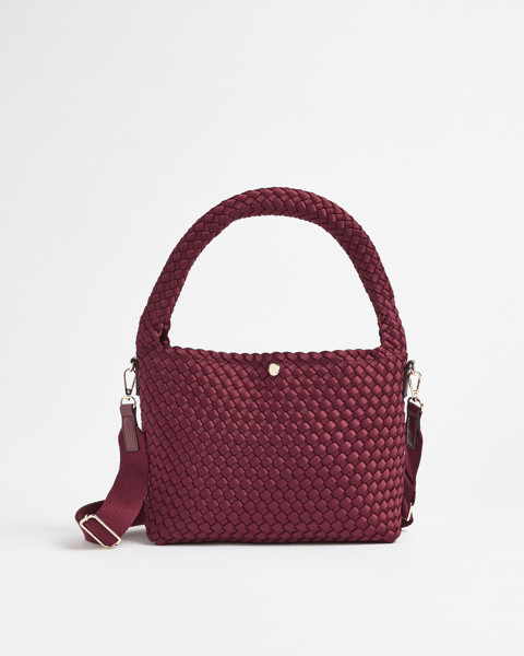 Weave Detail Shoulder Bag - Burgundy | Target AU