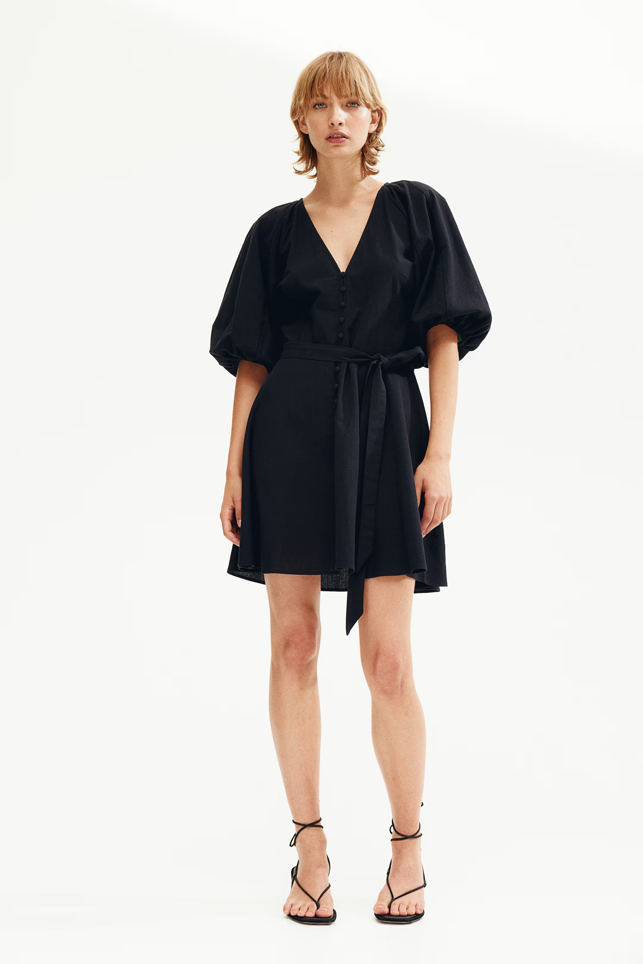 Tie-belt cotton dress - White/Pink floral - Ladies | H&M GB | H&M (UK, MY, IN, SG, PH, TW, HK)