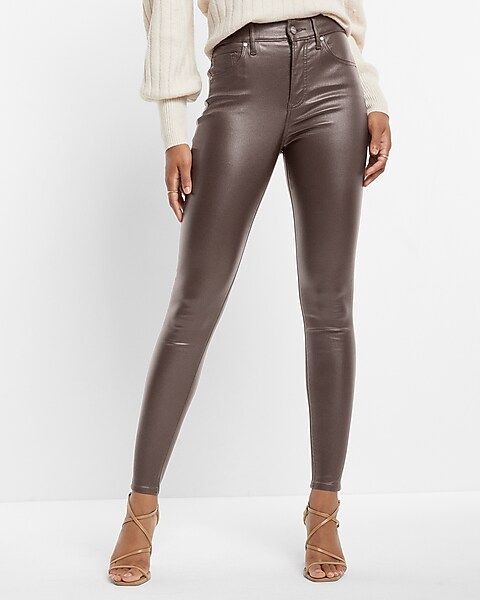 High Waisted Metallic Coated Skinny Jeans | Express