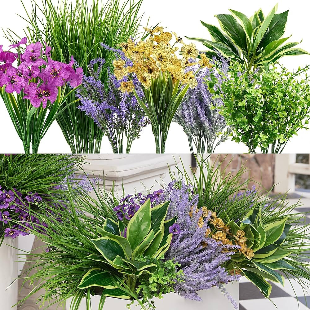 25Pcs Outdoor Artificial Boxwood UV Resistant Fake Stems Plants, Faux Plastic Greenery for Indoor... | Amazon (US)