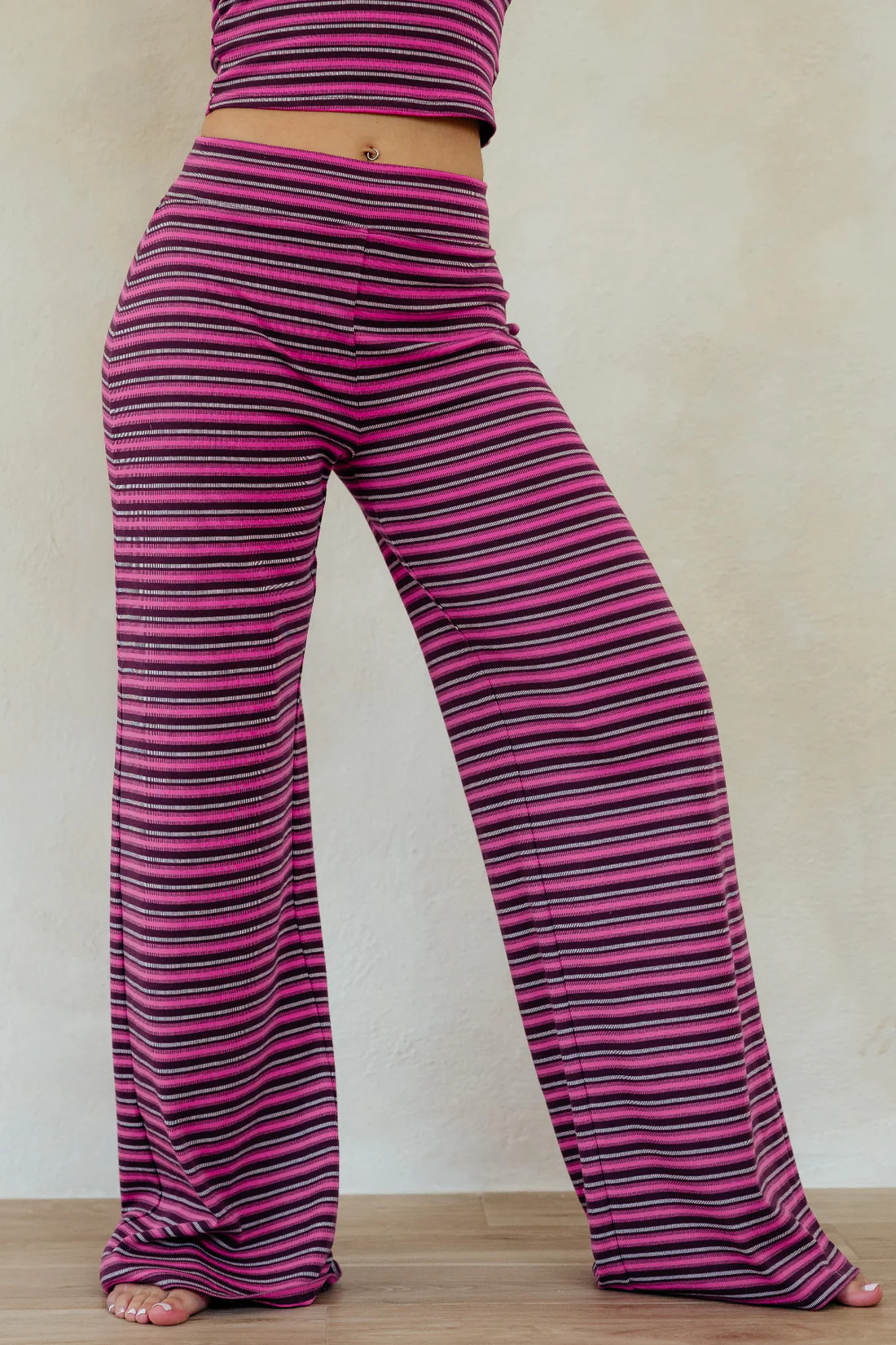 Cotton Stripe Wide Leg Pant | PTULA