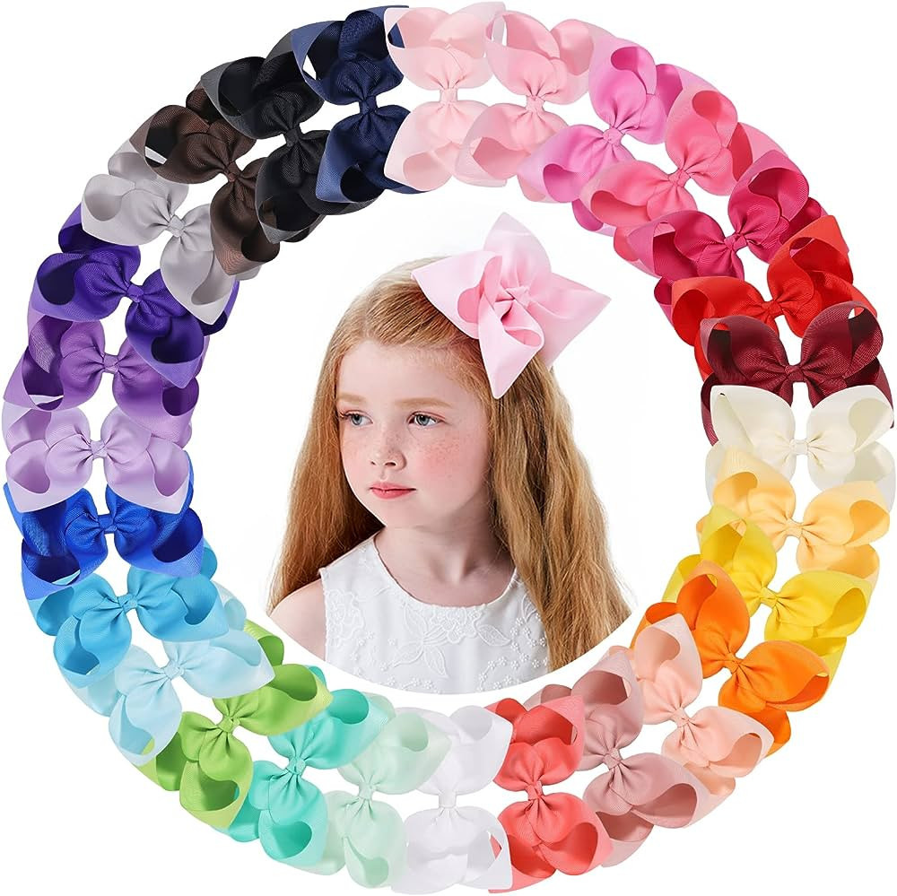 Choicbaby 28pcs 6 Inch Hair Bows for Girls Large Hair Bows with Alligator Clips Toddler Hair Acce... | Amazon (US)